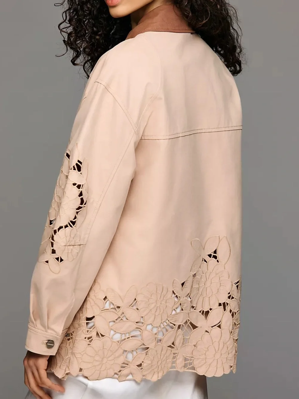 NWOT By Anthropologie Cotton Floral Cutwork Barn Jacket Size XL